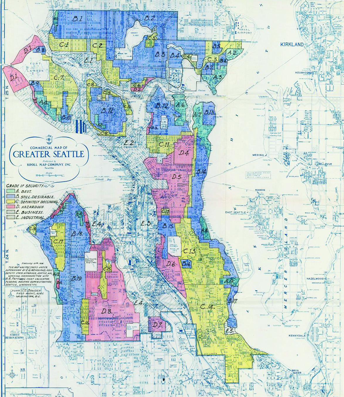 Redlining map of Seattle