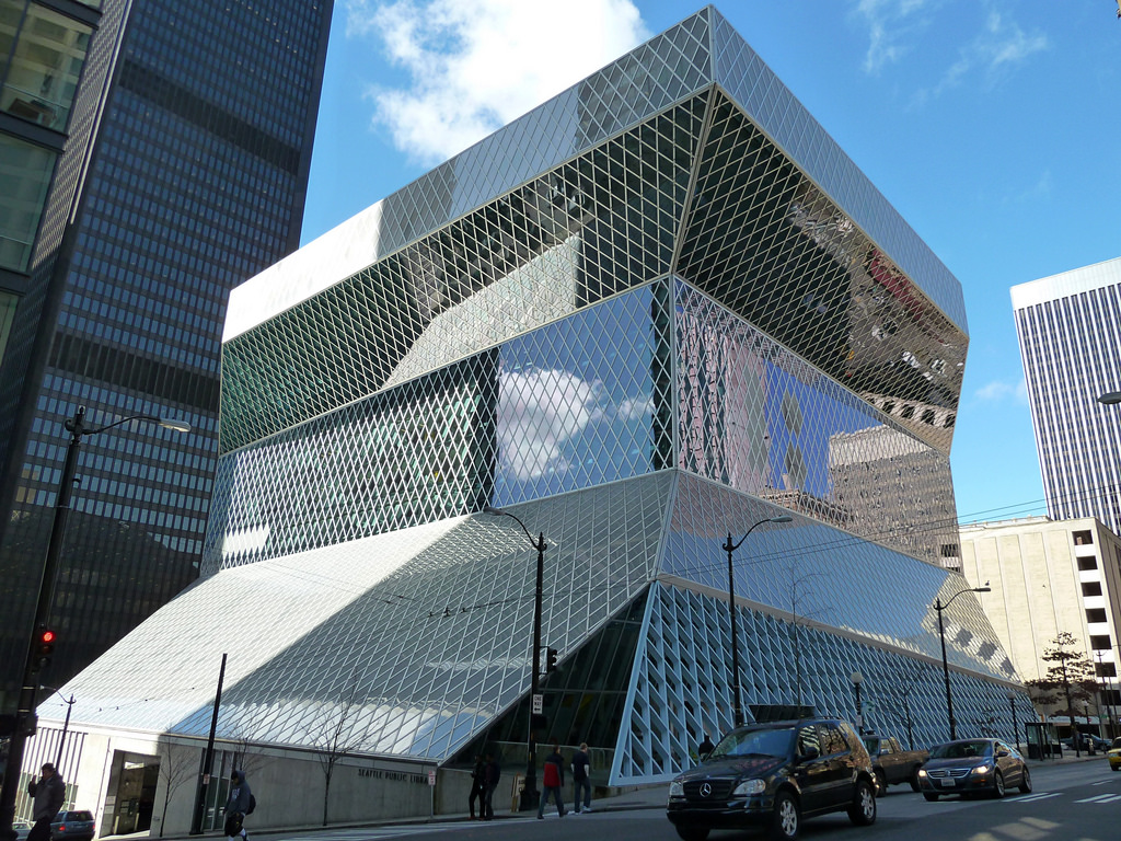 Seattle Public Library's central branch in downtown Seattle during 2011