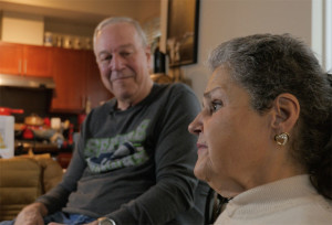Marlaina Lieberg, right, has been blind since birth. Before Comcast’s “talking TV Guide” she had to have the help of her husband, Gary Lieberg, left, to interact with her TV.