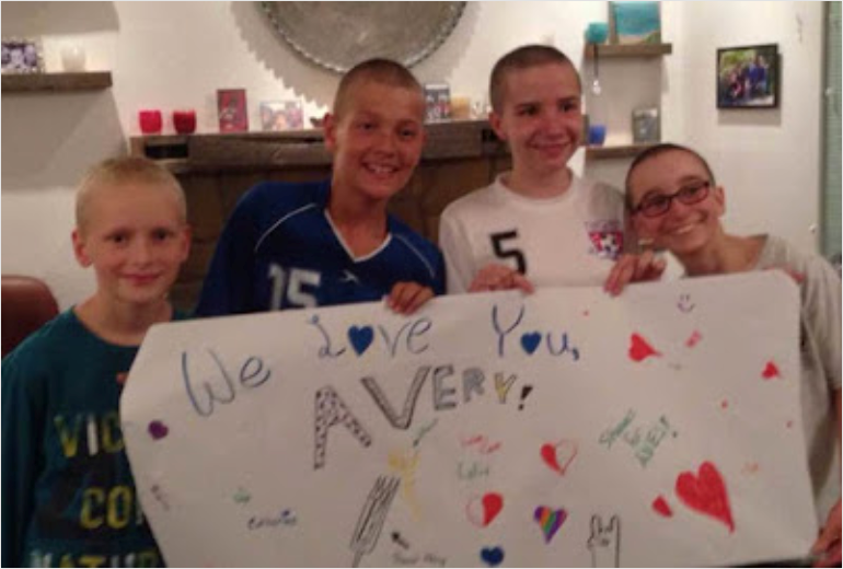 Several of Avery’s friend’s shaved their heads when the radiation treatment caused her hair to start falling out.