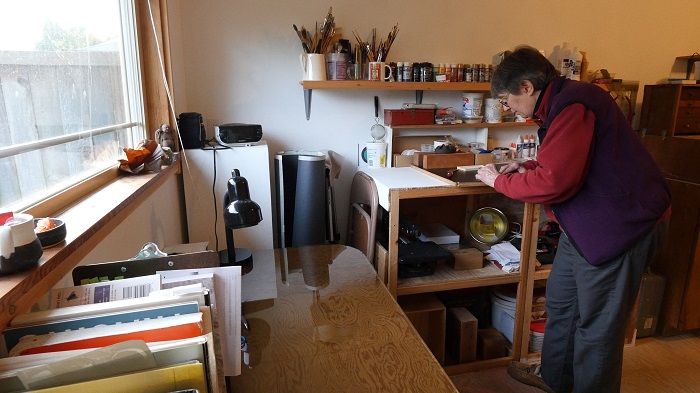 Peggy Smith-Venturi at work in her studio