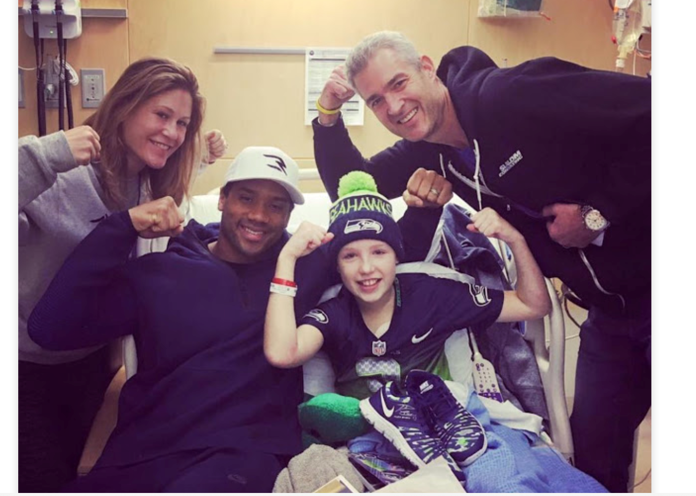 While in the hospital, Avery received a visit from Seahawks quarterback Russell Wilson.