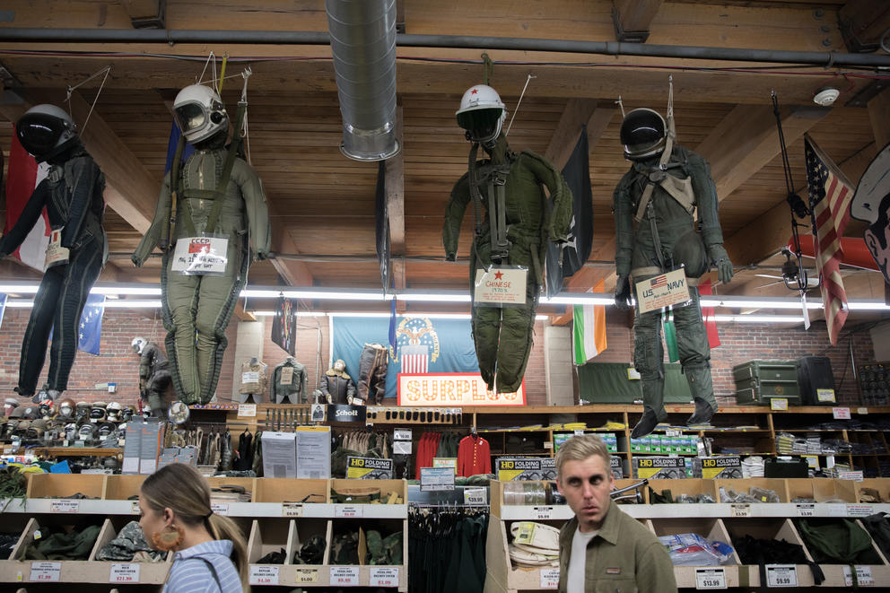 the Federal Army & Navy Surplus store in Seattle's Belltown neighborhood