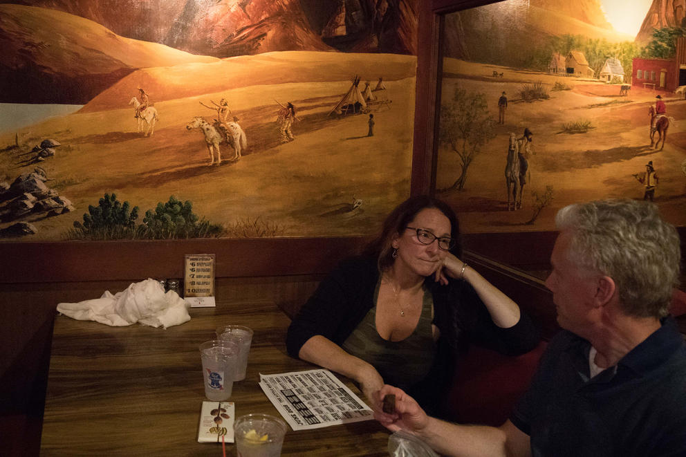 A mural inside the bar depicts western scenes created by former Seattle P-I advertising artist Ray Jeffries at Little Red Hen. 