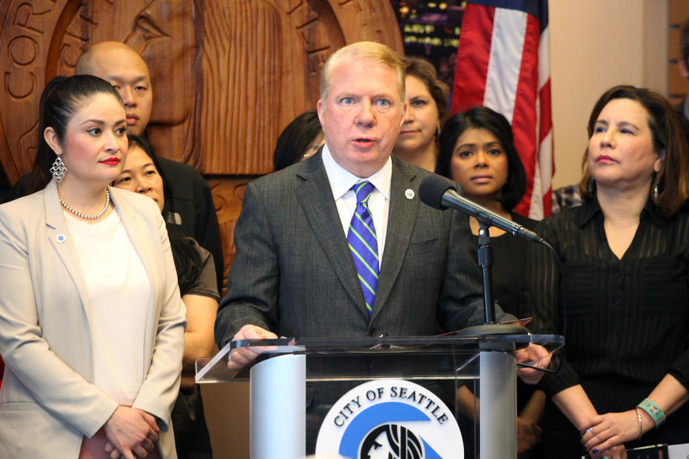 Seattle Mayor Ed Murray announces a lawsuit against the Trump administration