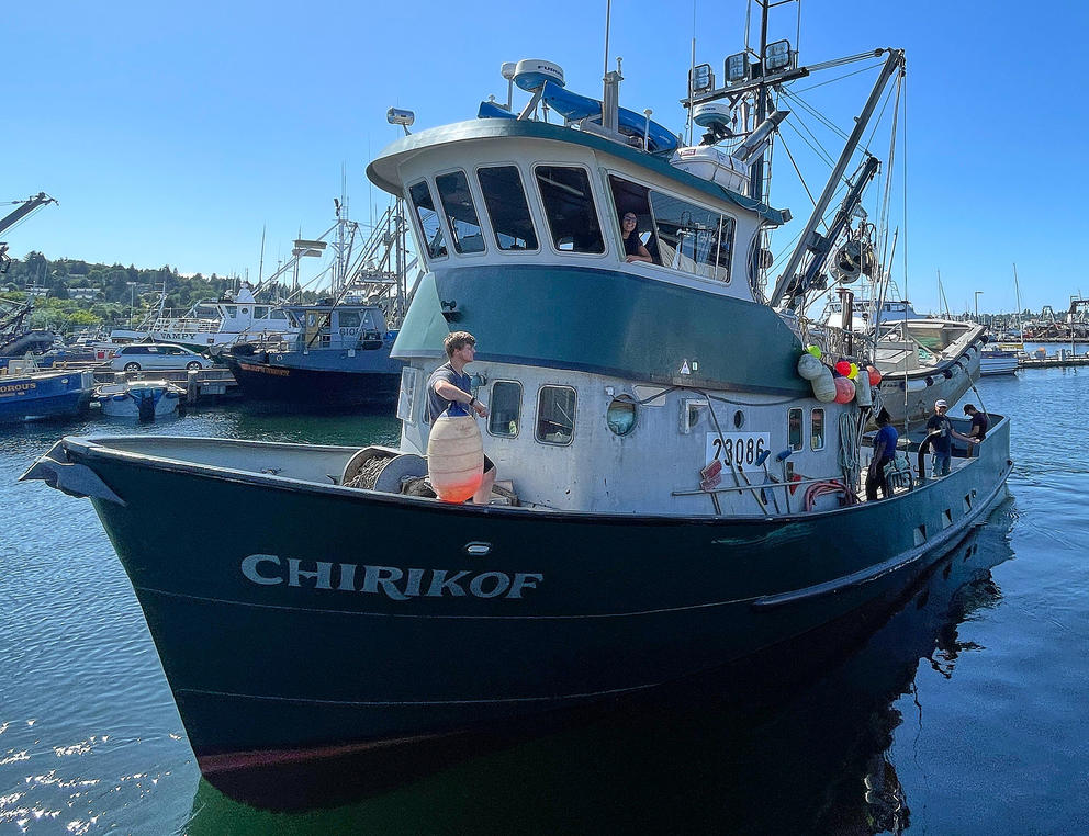 Chirikof pulls away from Seattle's Fisherman’s Terminal, heading to Southeast Alaska.