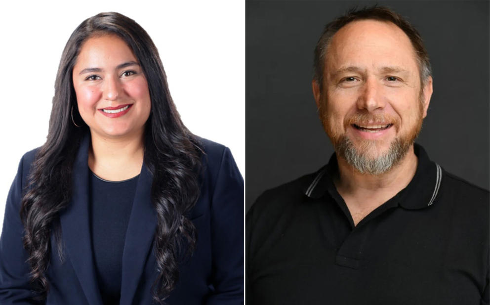 Yakima District 1 City Council candidates Dulce Gutiérrez and Leo Roy. 