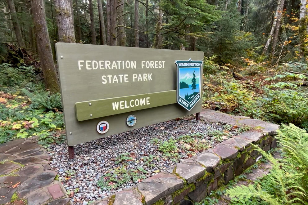 Sign showing the entrance to the Federation Forest State Park.