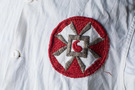 Close up of insignia on a KKK robe