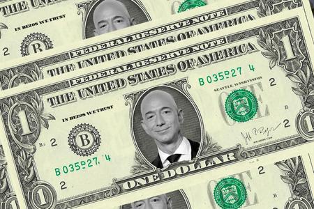 Jeff Bezos on a dollar bill