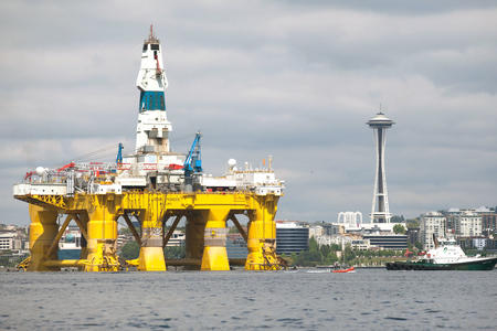 The Shell Oil Company's drilling rig Polar Pioneer in Seattle, Washington.