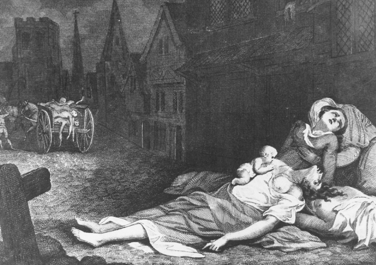 drawing of plague victims