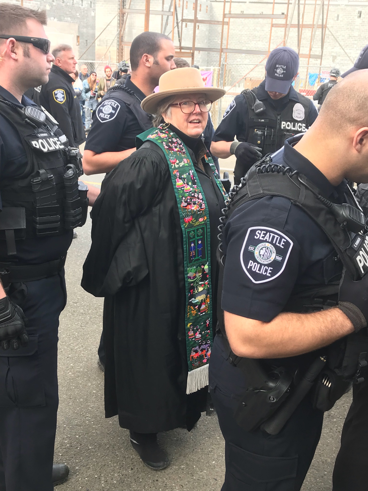 Clergy arrested at the youth jail protest. 
