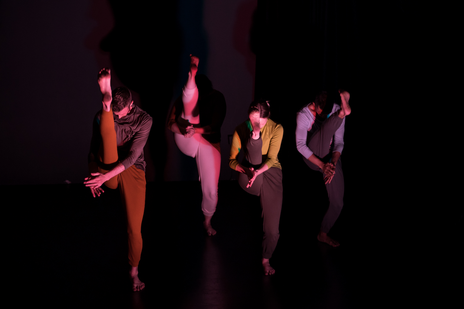 Choreographer Kim Lusk and dancers Alexander Pham, Erin McCarthy and Shane Donohue performing “A Dance for Dark Horses”