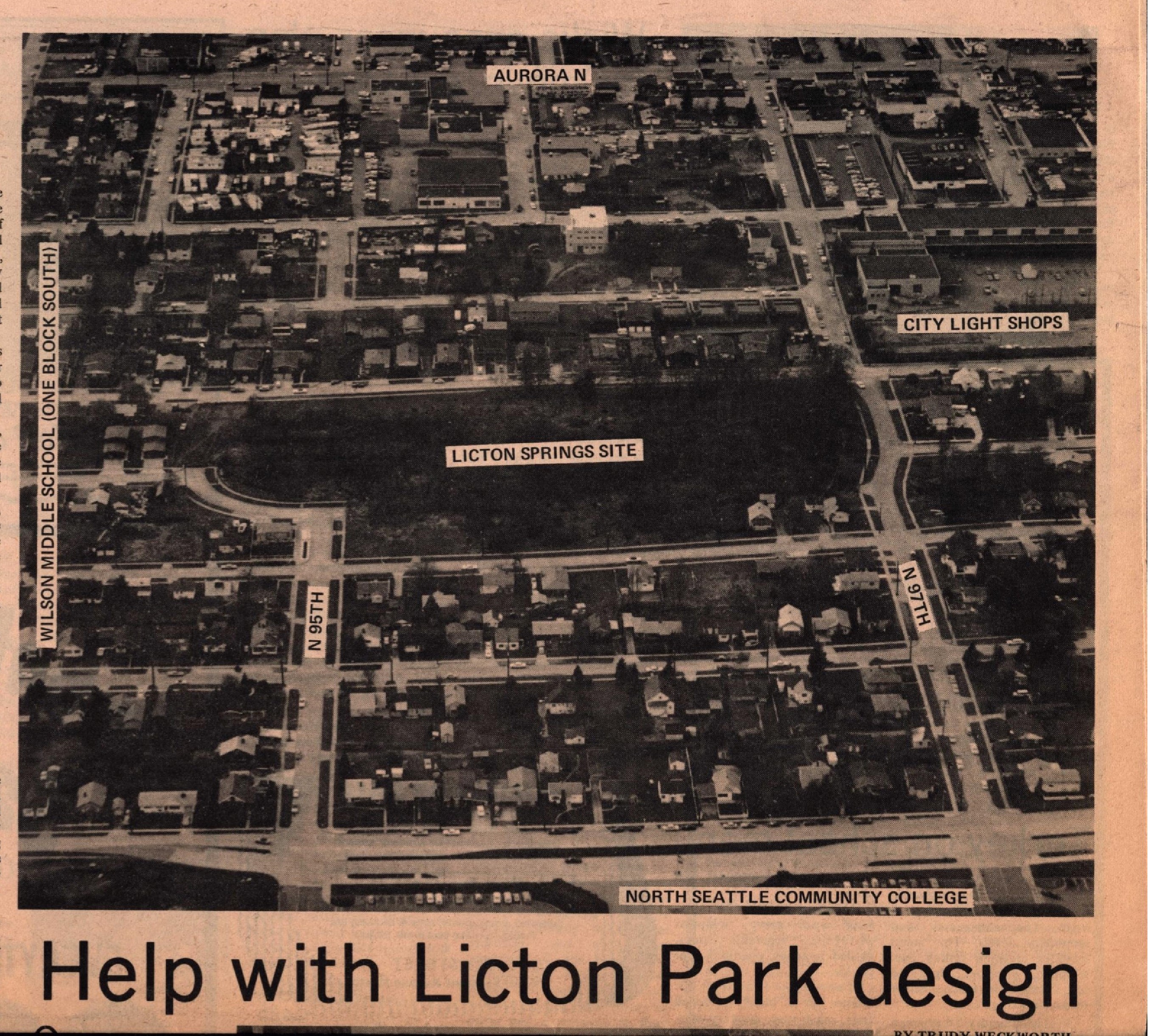 An aerial shot of Licton Springs circa 1974