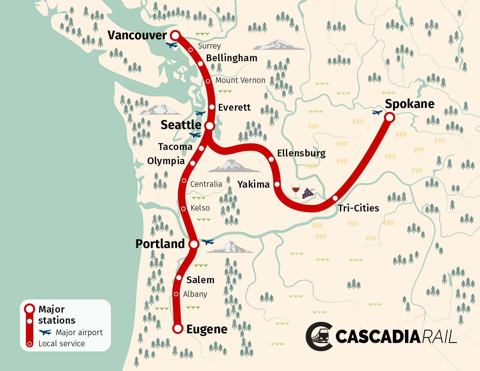 Map of proposed plans for high speed rail.