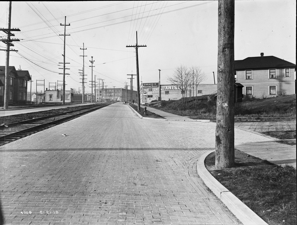 vintage photo of an empty Seattle street