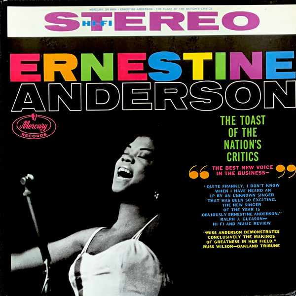 Ernestine Anderson album cover featuring her singing at a mic
