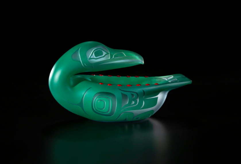 Green glass bird by Preston Singletary