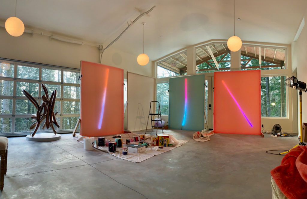 Peter Gronquist's work in his Portland studio