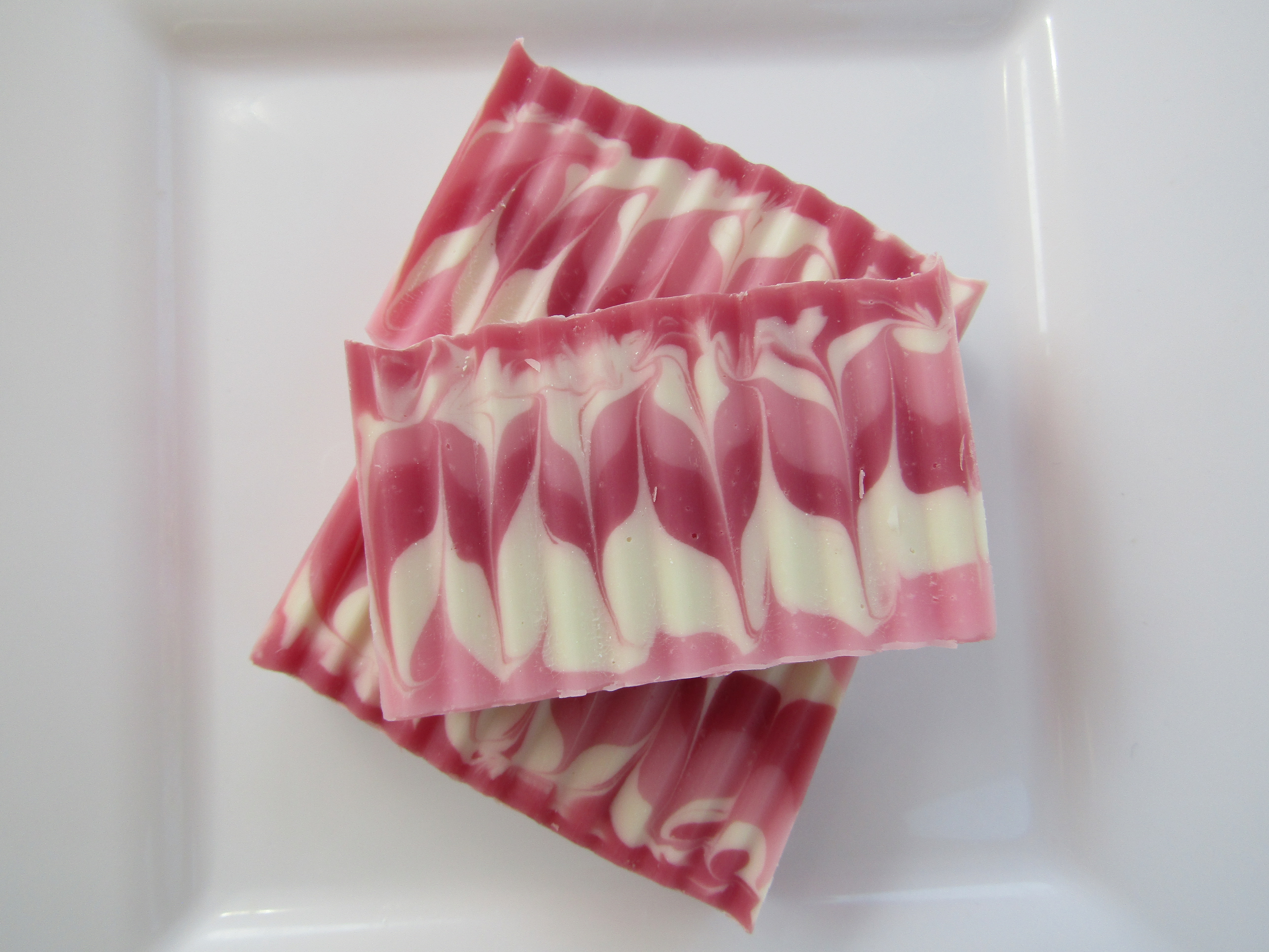 Pink, chevron-style soap.