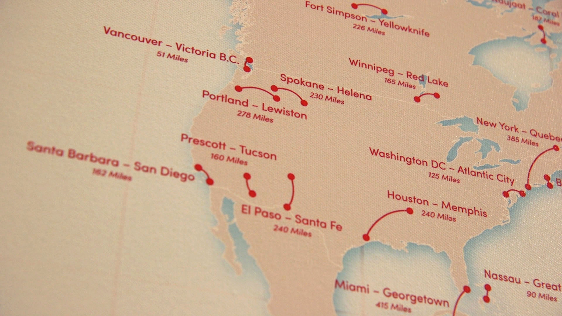 A map at the MagniX headquarters in Redmond, Washington, shows possible regional routes that electric planes could take.