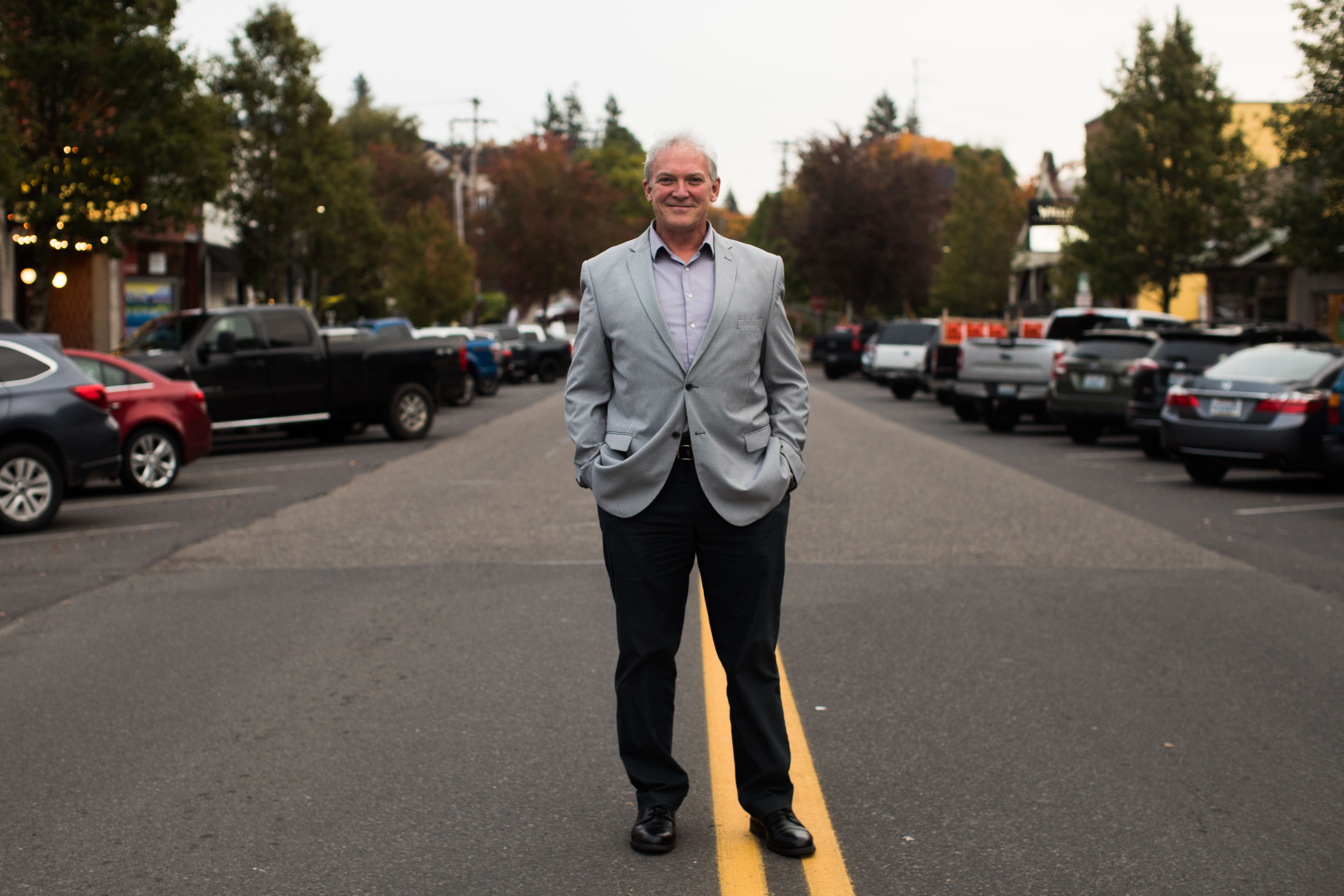 Kalama's Mayor Mike Reuter stands on the street for a photo.