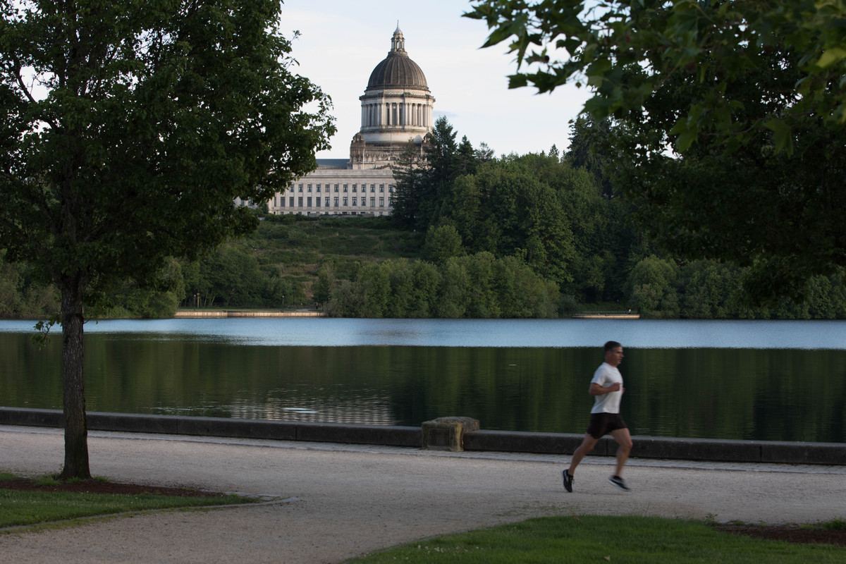 A person running around the Capitol campus