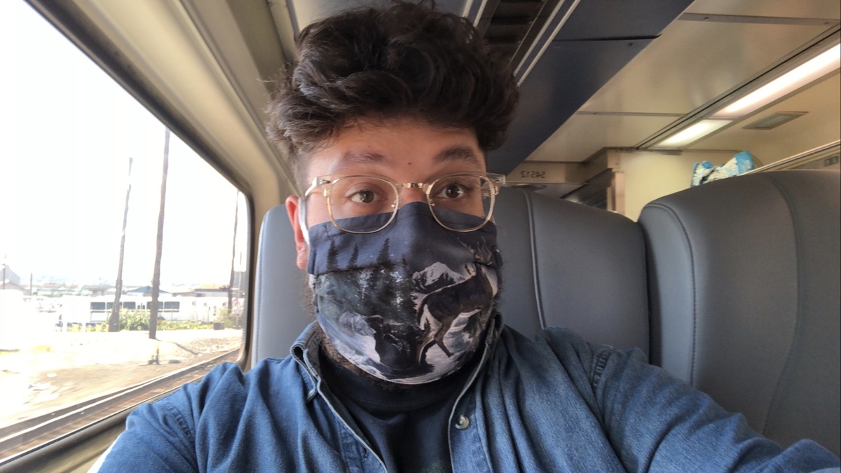 A selfie of the author, Moh, with a mask