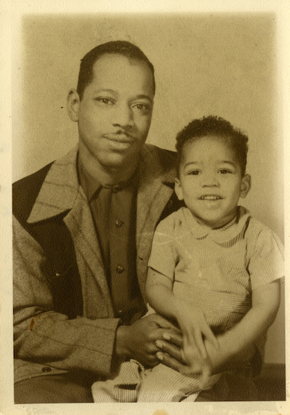 young Jimi Hendrix with his father