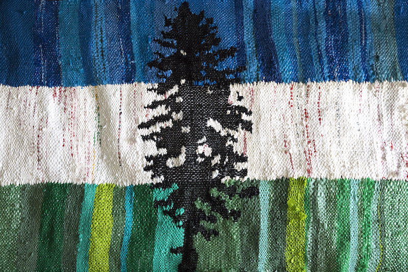 Susan Robb's Cascadia flag made entirely from plastic bags