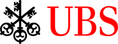 Three old-fashioned black and white keys are crossed at their mid-points and the red letters UBS are to the right of the graphic