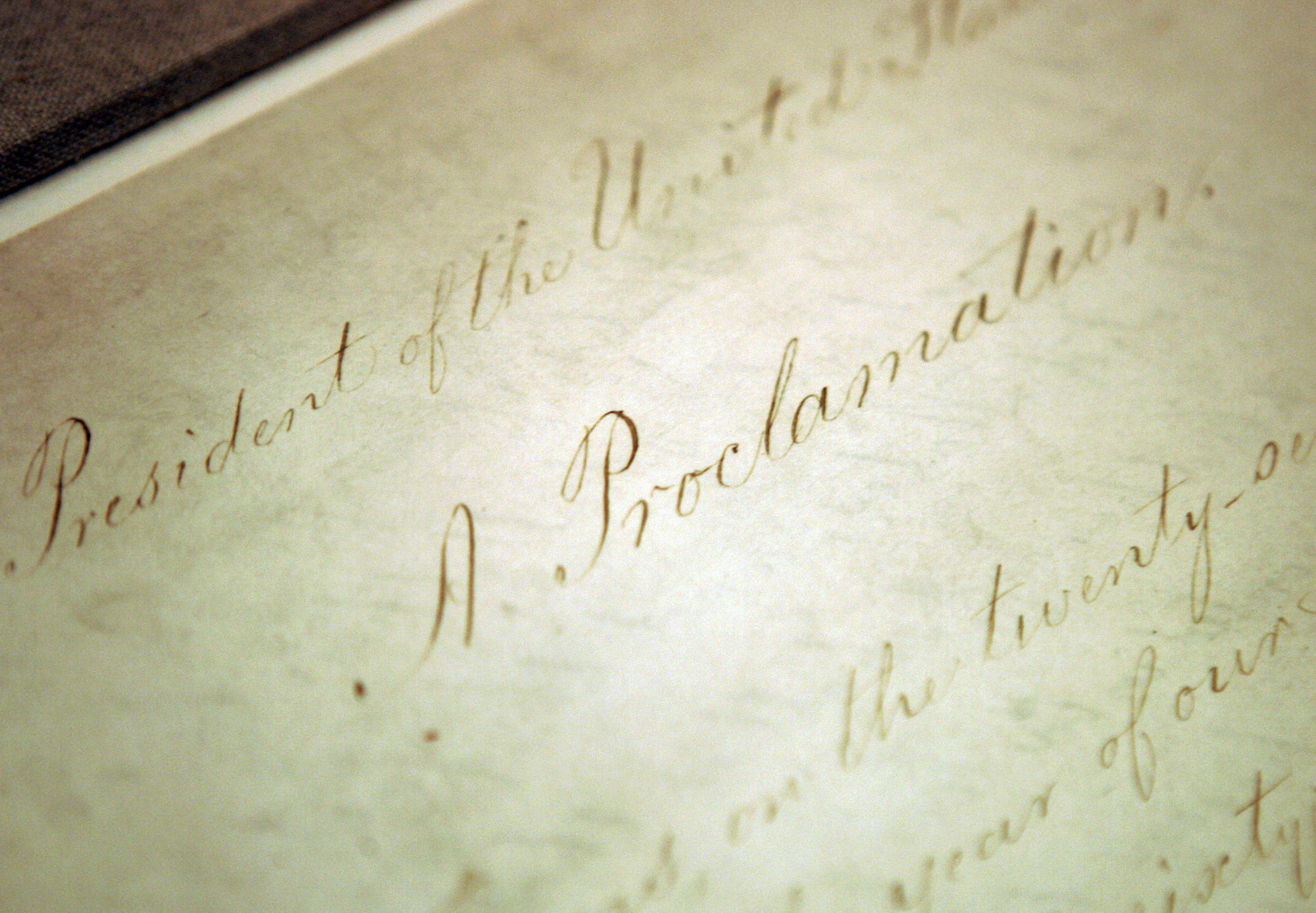 Close up image of the emancipation proclamation