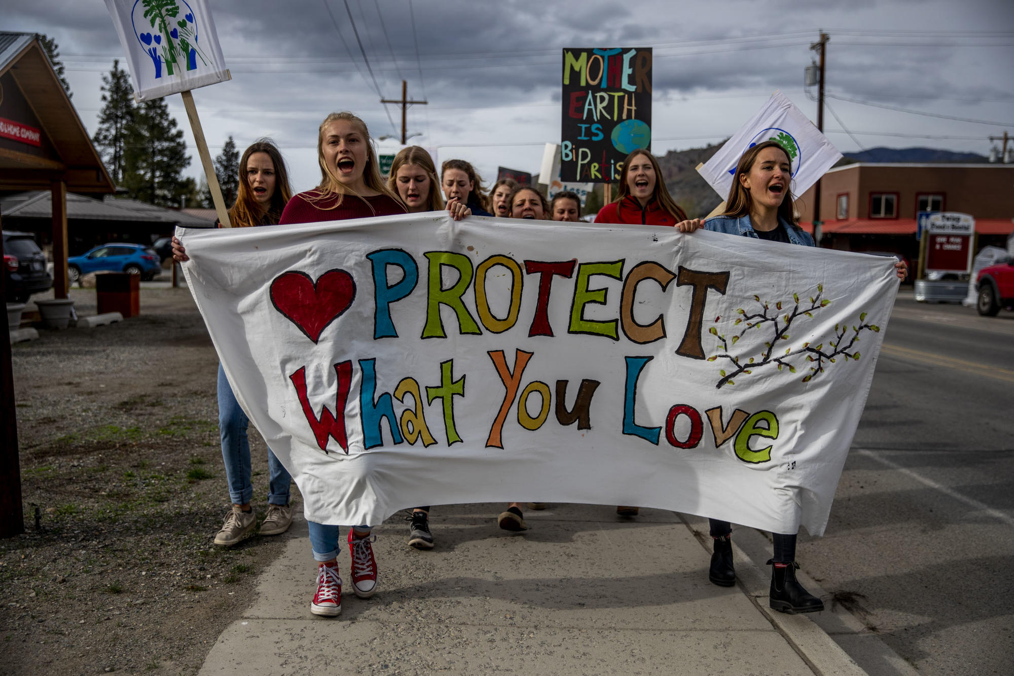 Students leading climate march