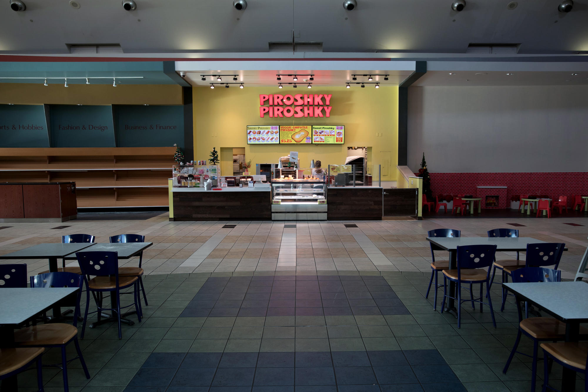Piroshky Piroshky stall next to empty food court spots