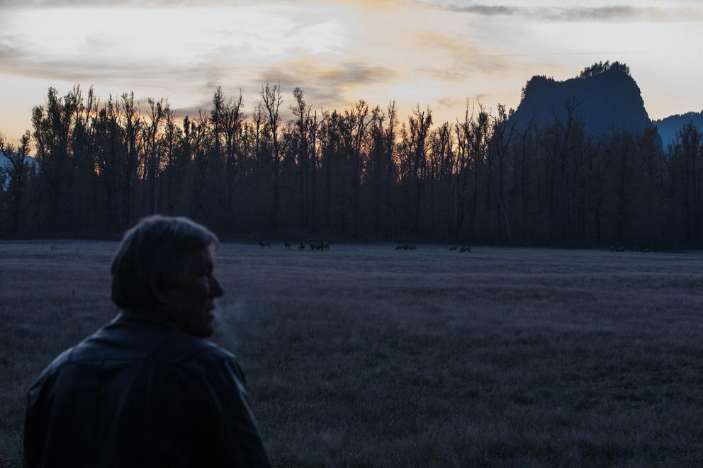 Bill Onthank at dusk in Skamania County 
