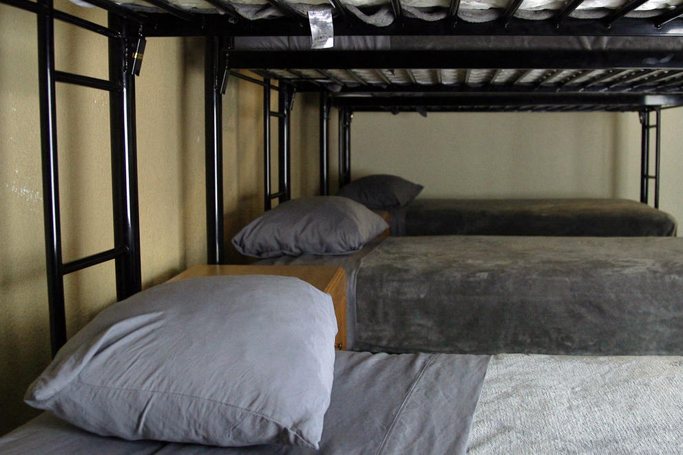 a row of empty beds