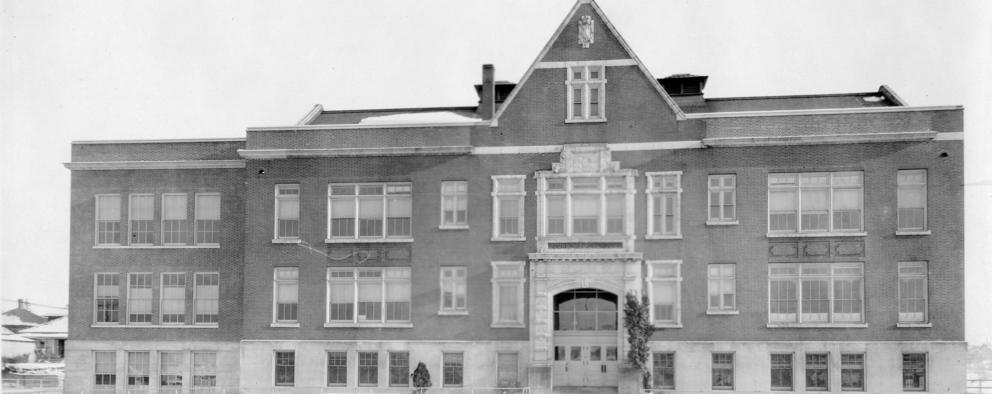 John Muir school, black and white