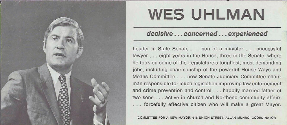 Wes Uhlman campaign flyer
