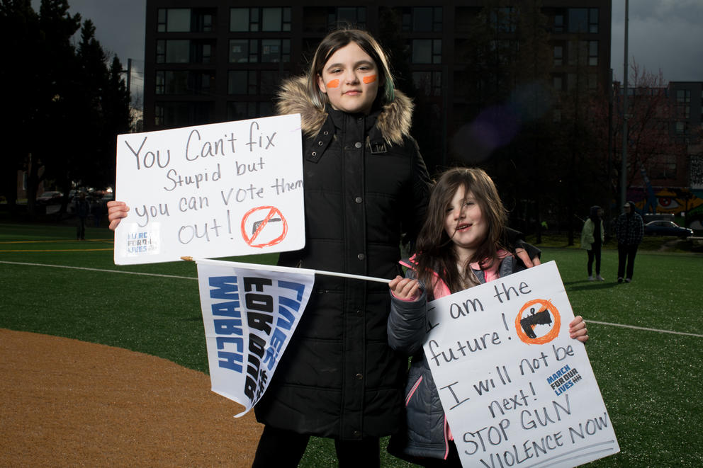 Caitlin Boswell, 9, and sister Caroline, 5, both of Renton
