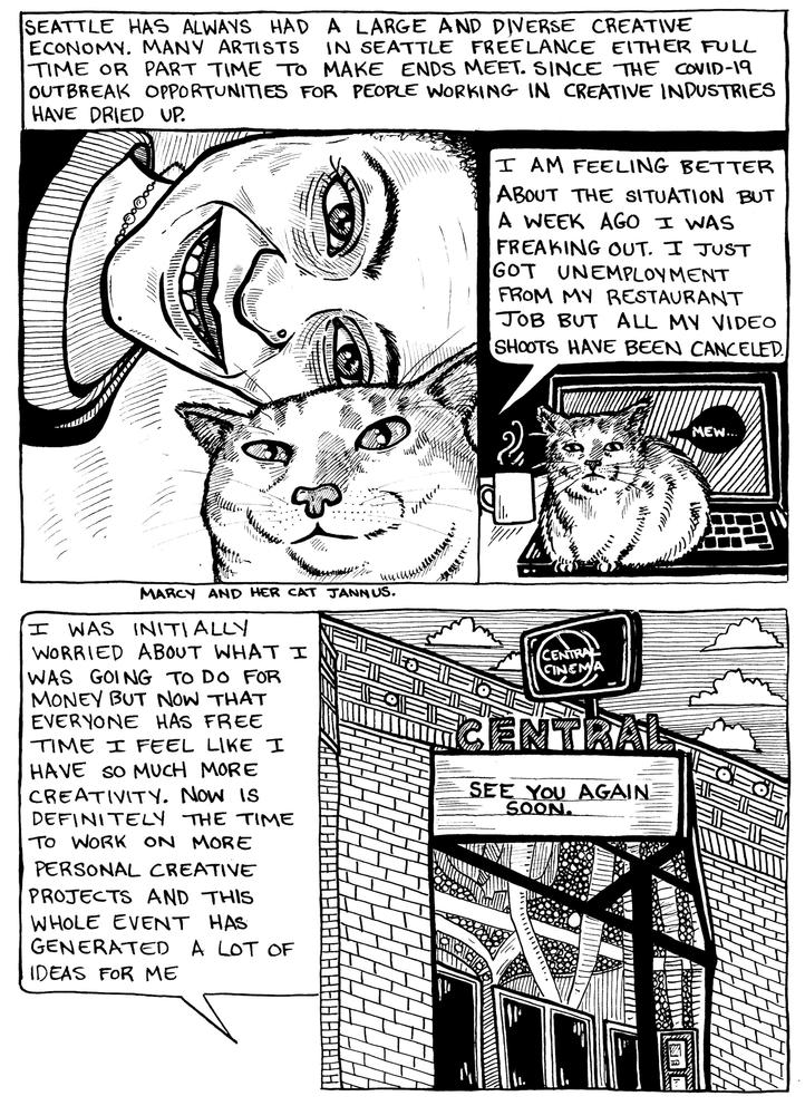 woman with a a cat in a comic