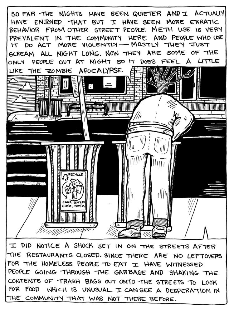 a comic of a man searching through a garbage can