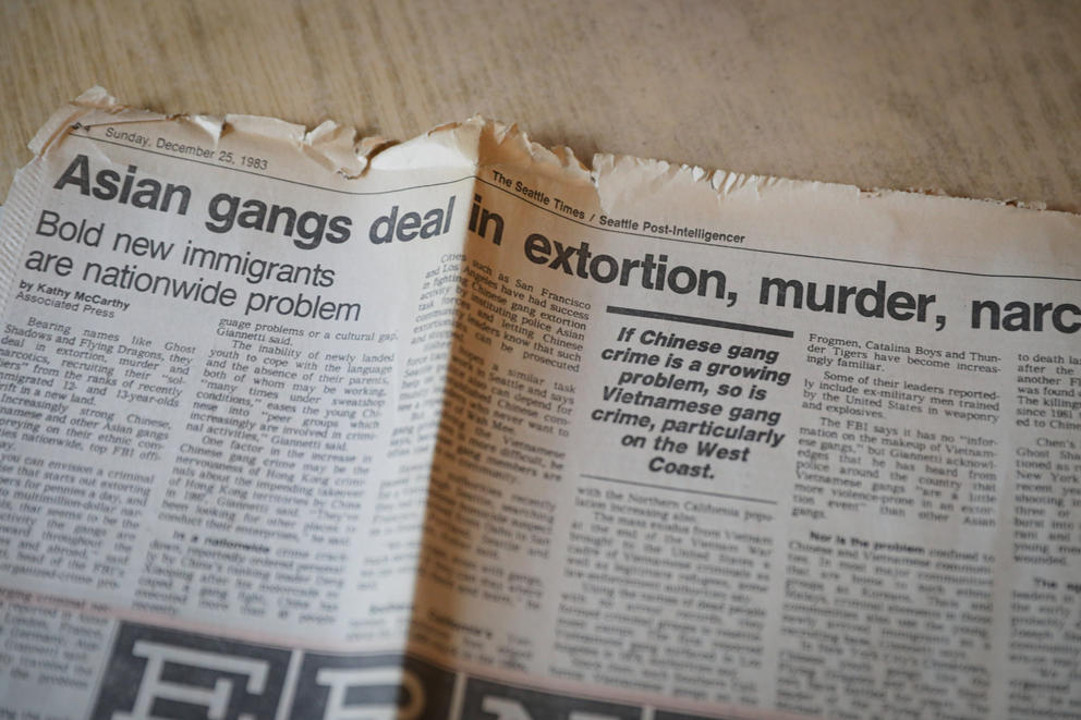 Headline "Asian gangs deal in extortion, murder..."