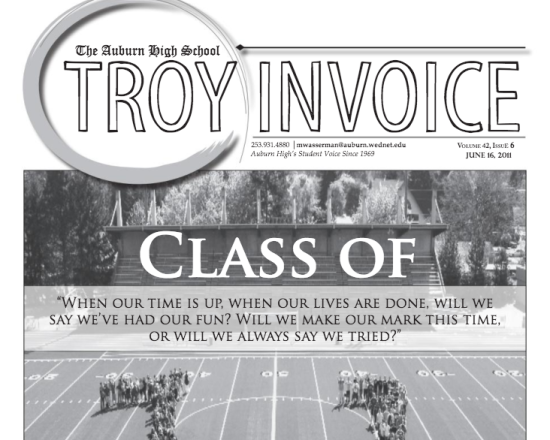A 2011 edition of Auburn High School's newspaper the Troy In Voice.