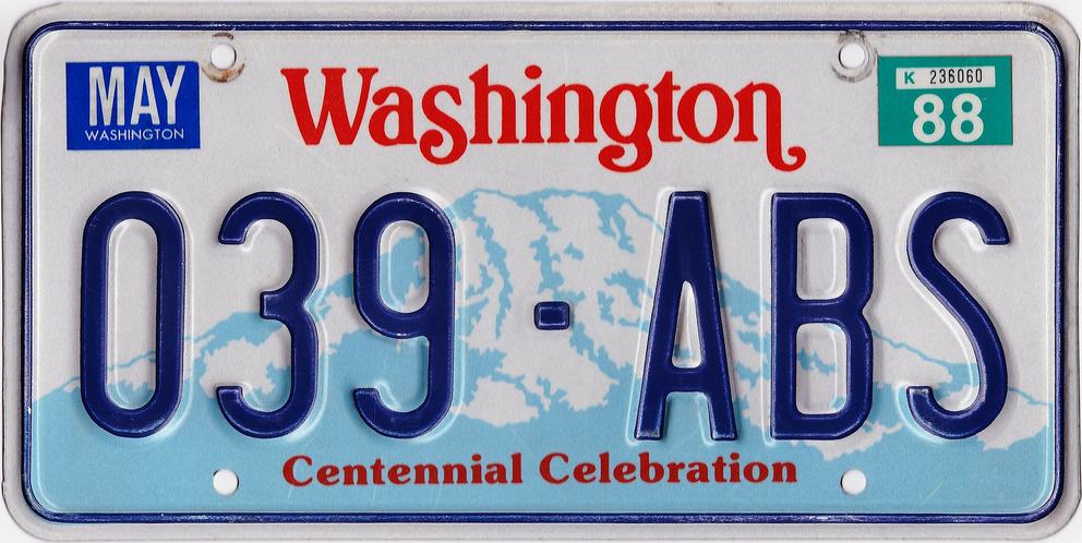 Washington State license plate