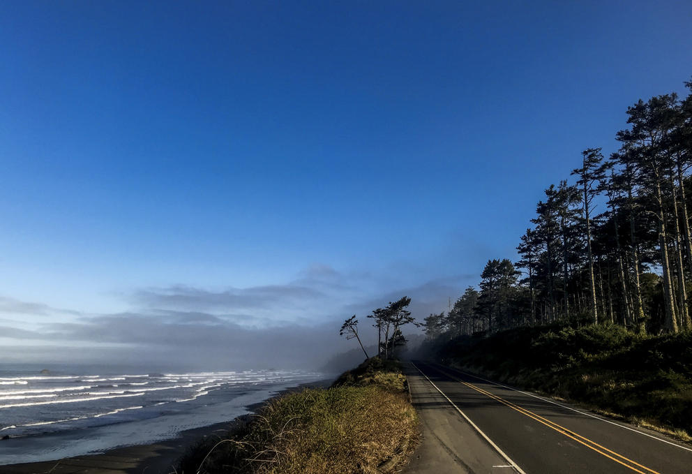 Highway 101 sits right next to the shoreline along the Olympic Peninsula.