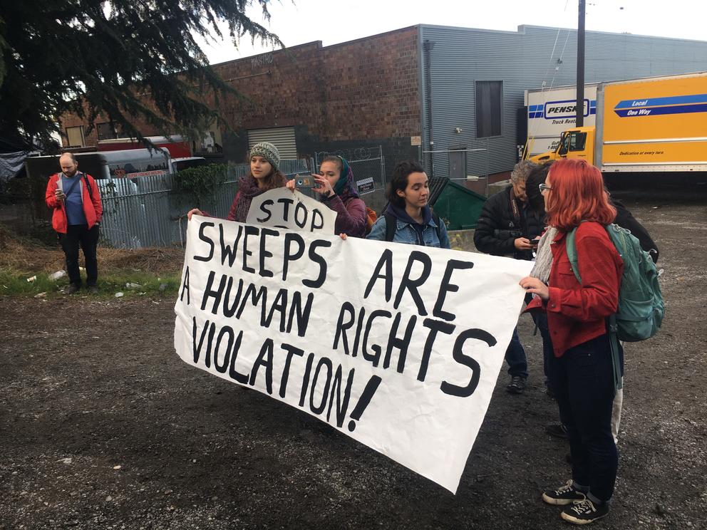 homeless sweep protest