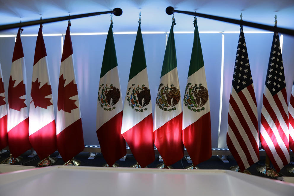 Canada, Mexico, and American flags