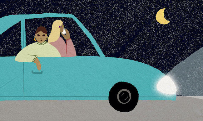 Illustration of car at night