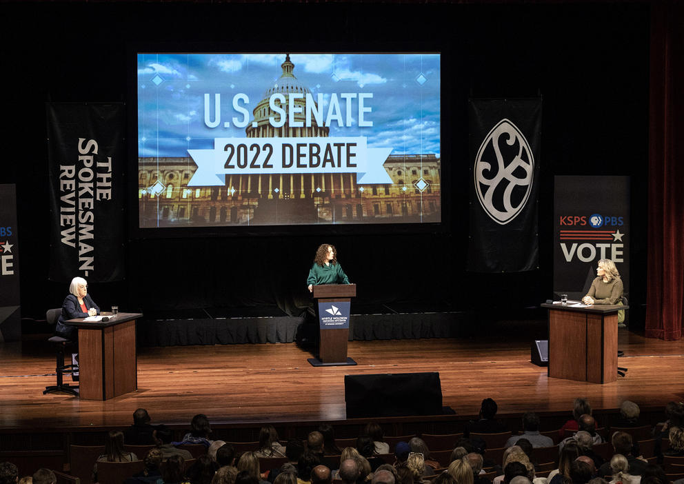 Patty Murray and Tiffany Smiley participate in the U.S. Senate debate
